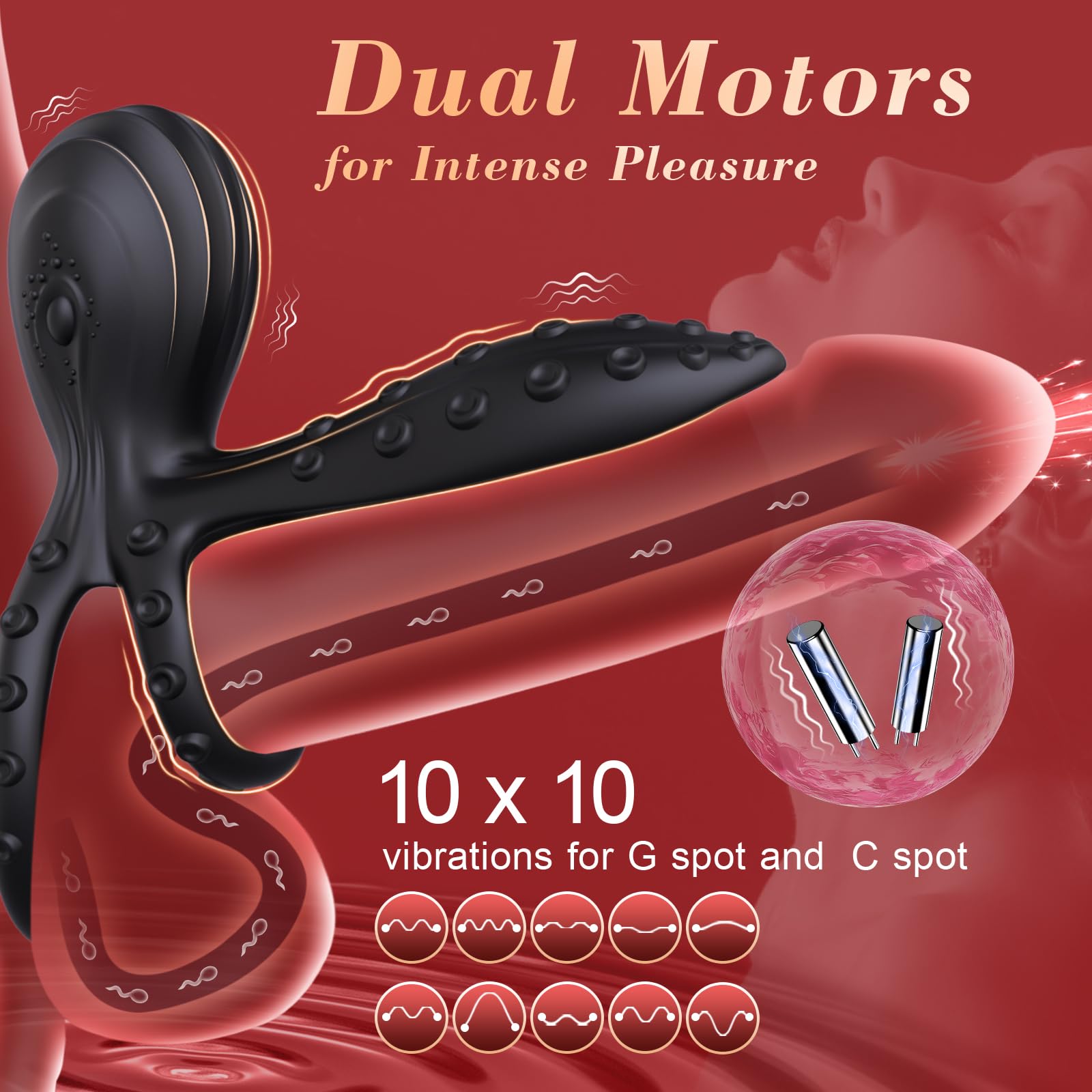 10 Vibrations Stamina & Girth Enhancement Octopus-Shaped Cockring Couple Sex Toy for Clitoral