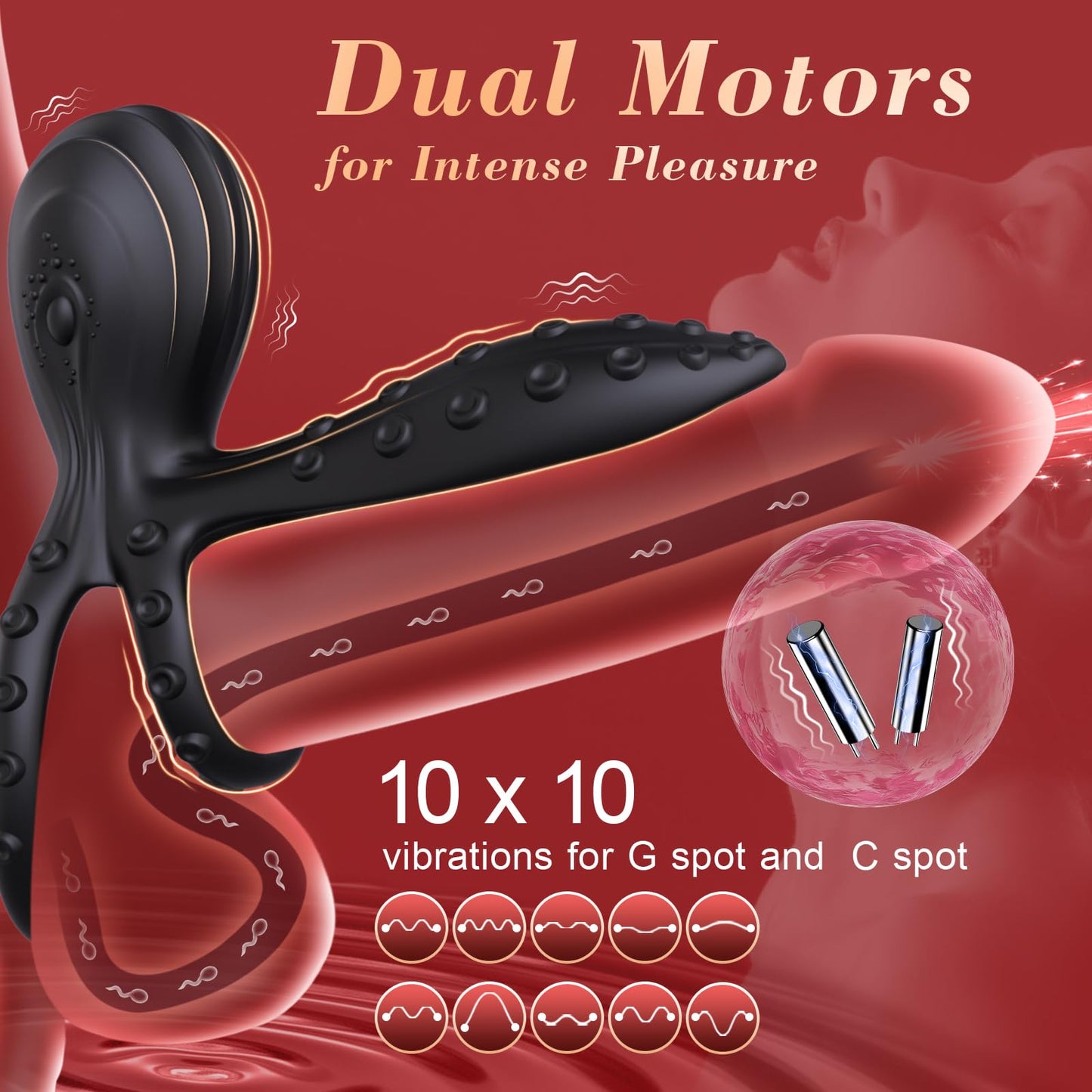 10 Vibrations Stamina & Girth Enhancement Octopus-Shaped Cockring Couple Sex Toy for Clitoral