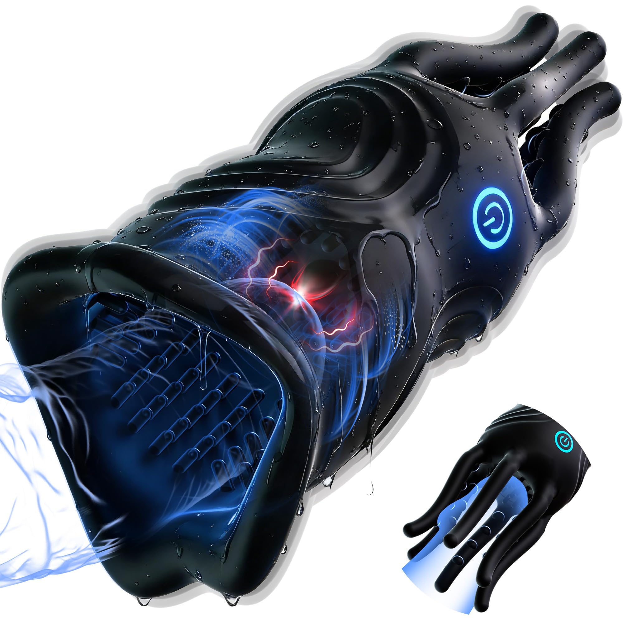 10 Vibrations, Realistic Lips & Tentacle Texture Stimulation Stroker, 360° Full-Surround Blowjob Penis Vibrator