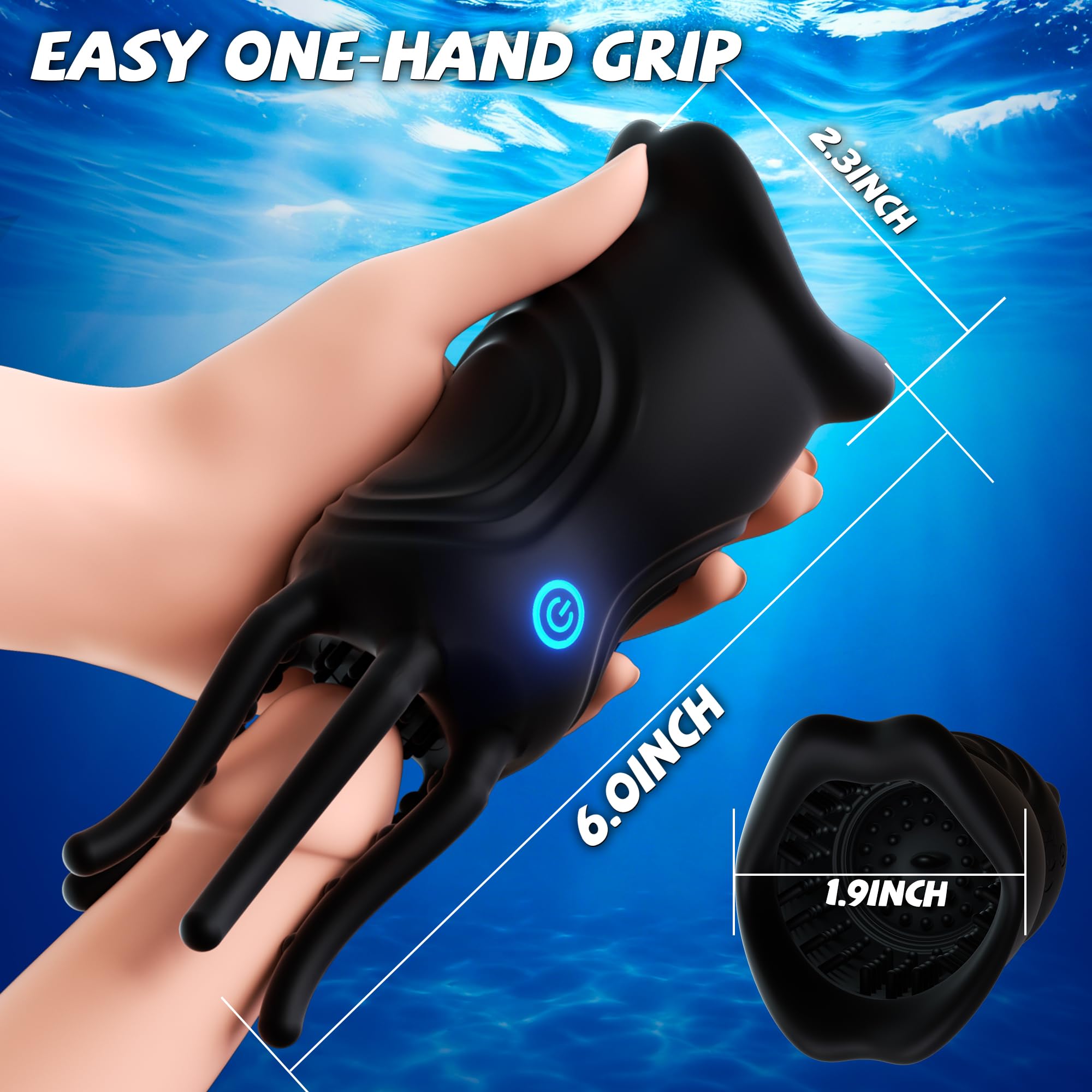 10 Vibrations, Realistic Lips & Tentacle Texture Stimulation Stroker, 360° Full-Surround Blowjob Penis Vibrator
