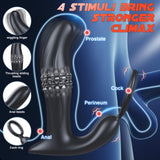 Masajeador de próstata con tapón anal, 10 modos de empuje y movimiento, con anillo para el pene 
