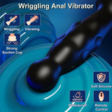 10 Wriggling & 10 Vibrating Anal Beads Remote Control Anal Dildo Butt Plug with Suction Cup