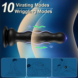 10 Wriggling & 10 Vibrating Anal Beads Remote Control Anal Dildo Butt Plug with Suction Cup