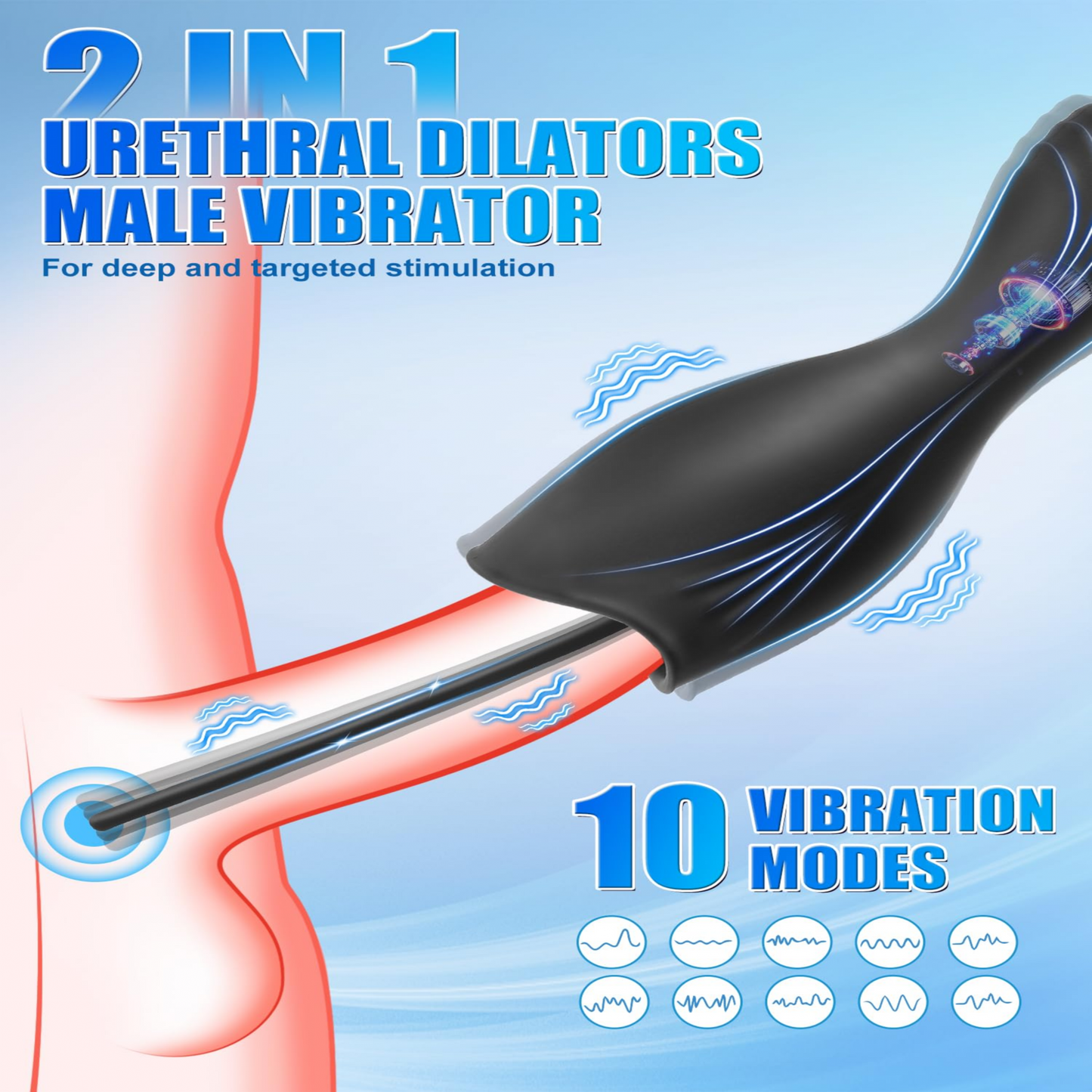 10 Vibration Modes Male Stroker with 3 Urethral Plugs Penis Trainer Vibrators Adult Toys