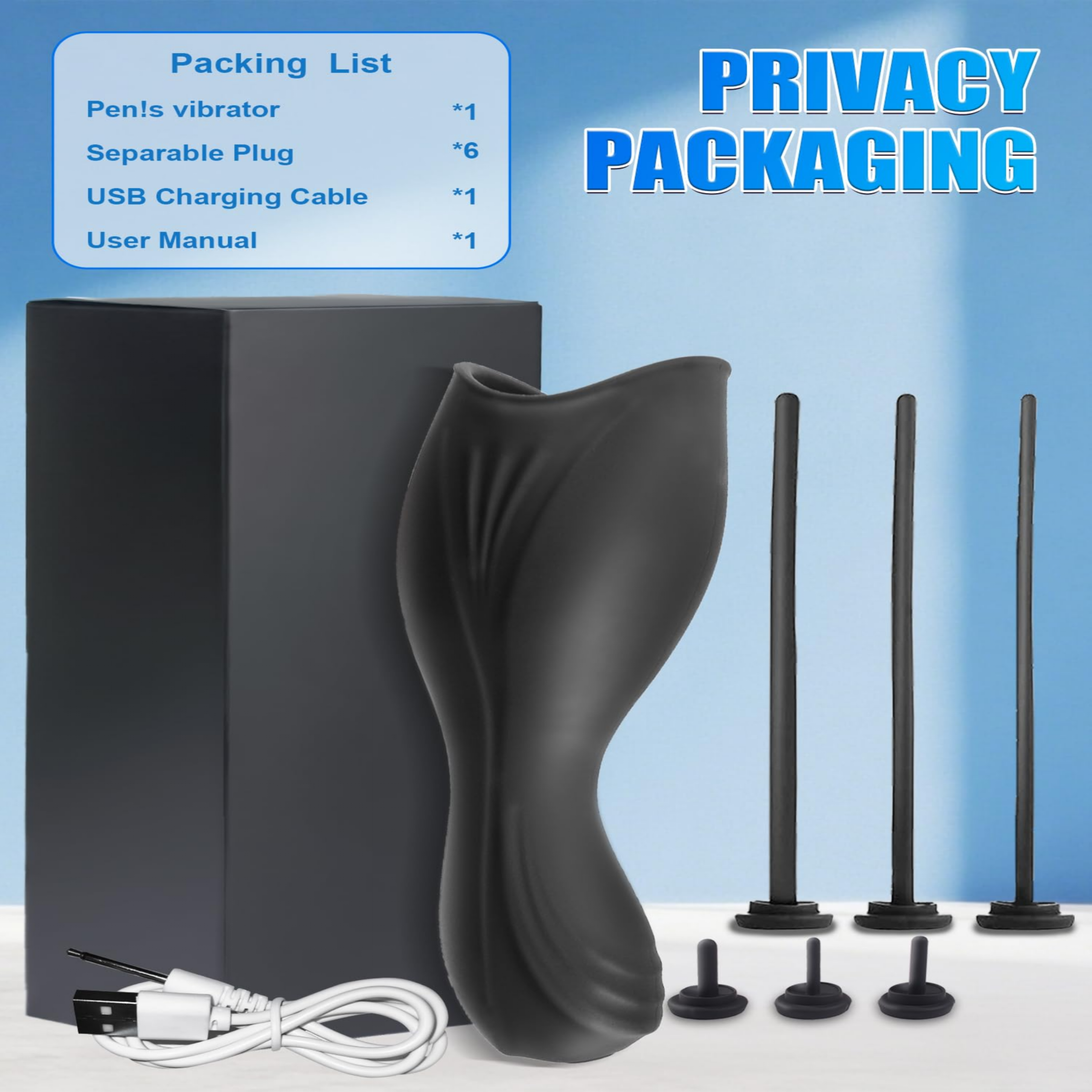 10 Vibration Modes Male Stroker with 3 Urethral Plugs Penis Trainer Vibrators Adult Toys