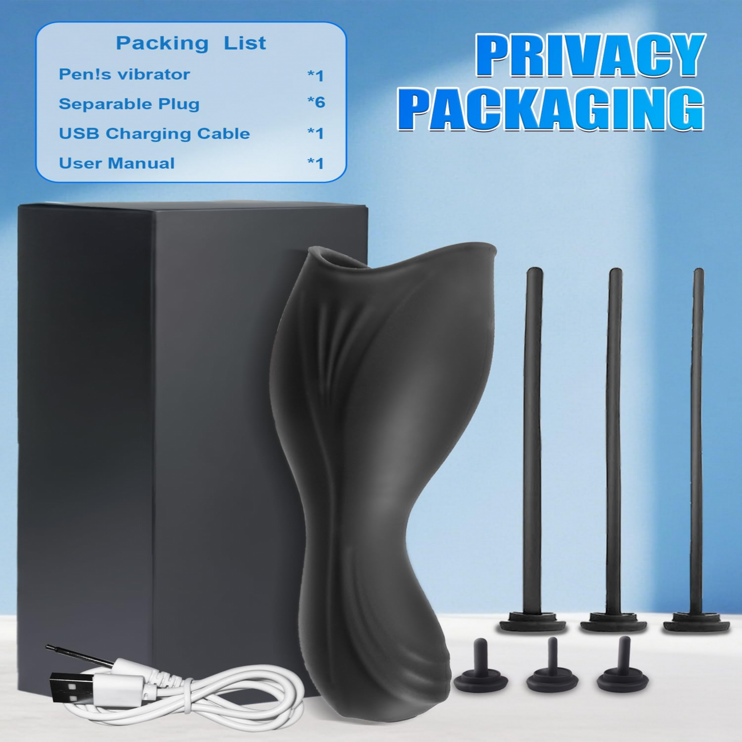 10 Vibration Modes Male Stroker with 3 Urethral Plugs Penis Trainer Vibrators Adult Toys