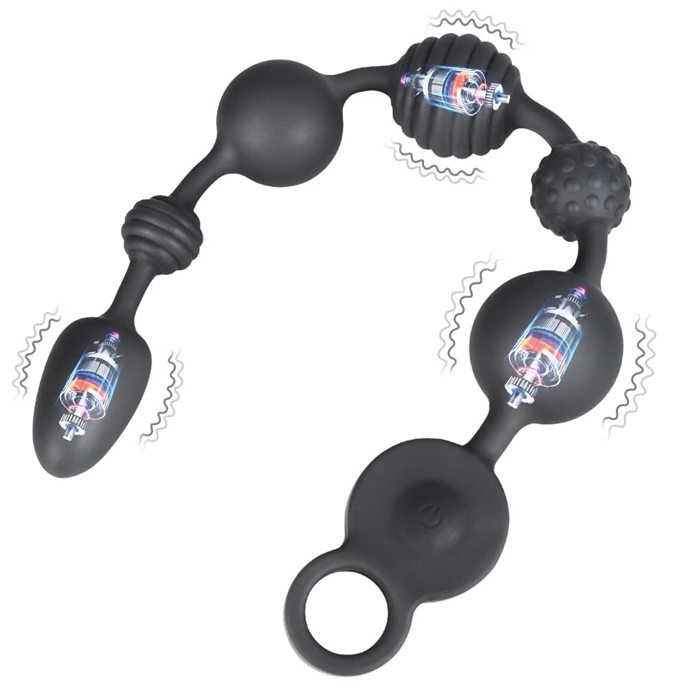 10 Vibration Modes Silicone Anal Vibrator with 3 Powerful Motors for Men Vibrating Anal Beads