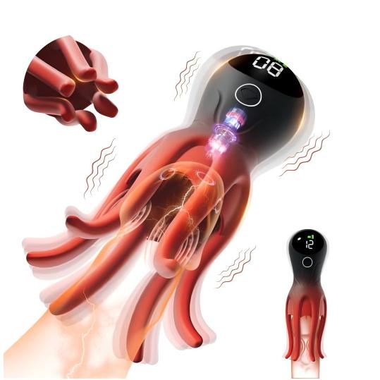12 Vibrations 360° Fully Wrapped Octopus Tentacles LED Display Male Masturbator