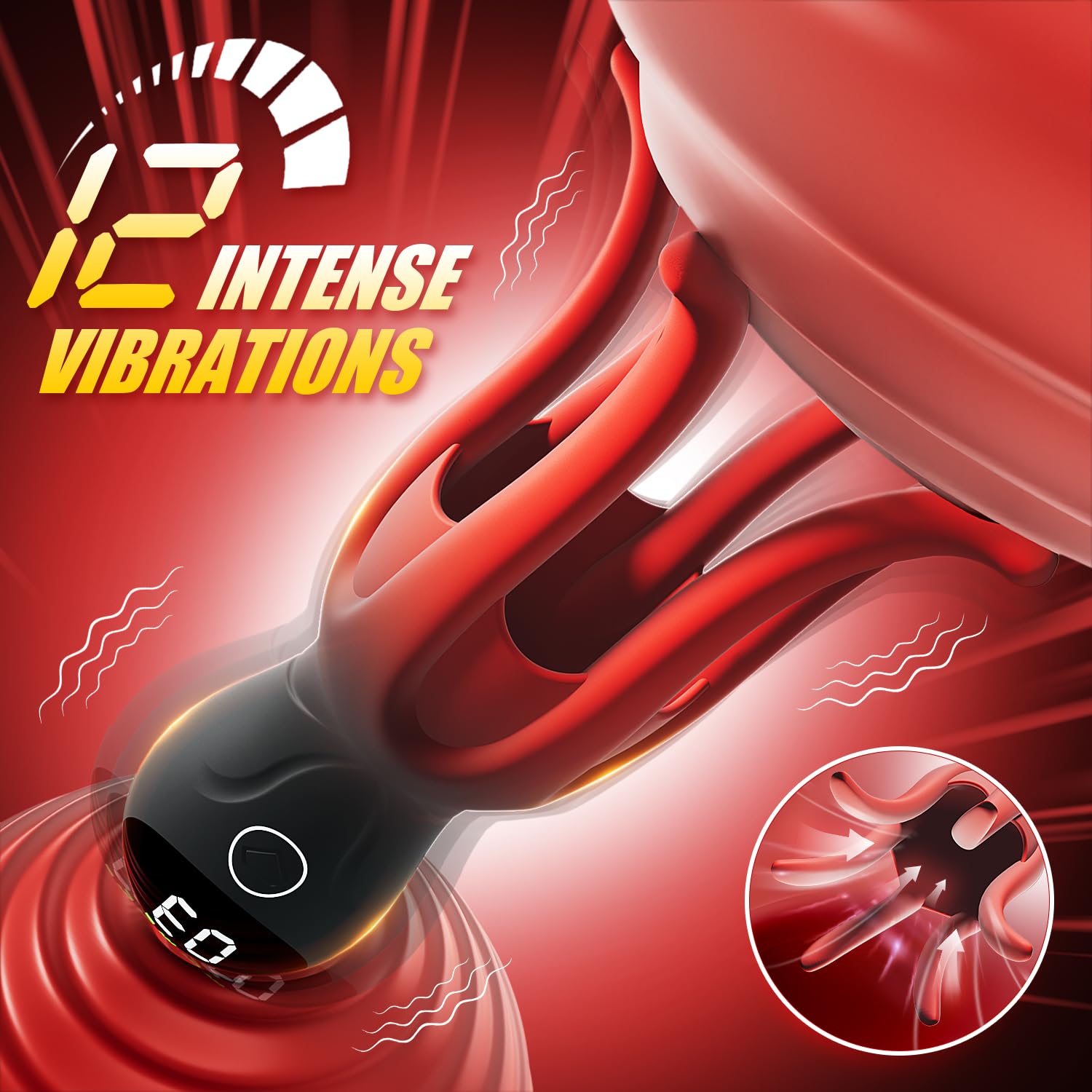 12 Vibrations 360° Fully Wrapped Octopus Tentacles LED Display Male Masturbator