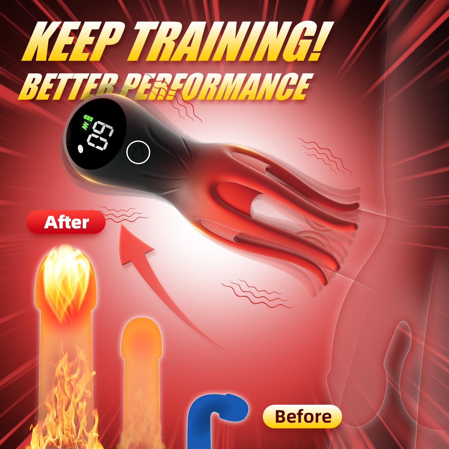 12 Vibrations 360° Fully Wrapped Octopus Tentacles LED Display Male Masturbator