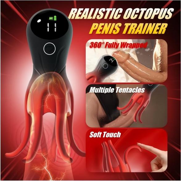 12 Vibrations 360° Fully Wrapped Octopus Tentacles LED Display Male Masturbator