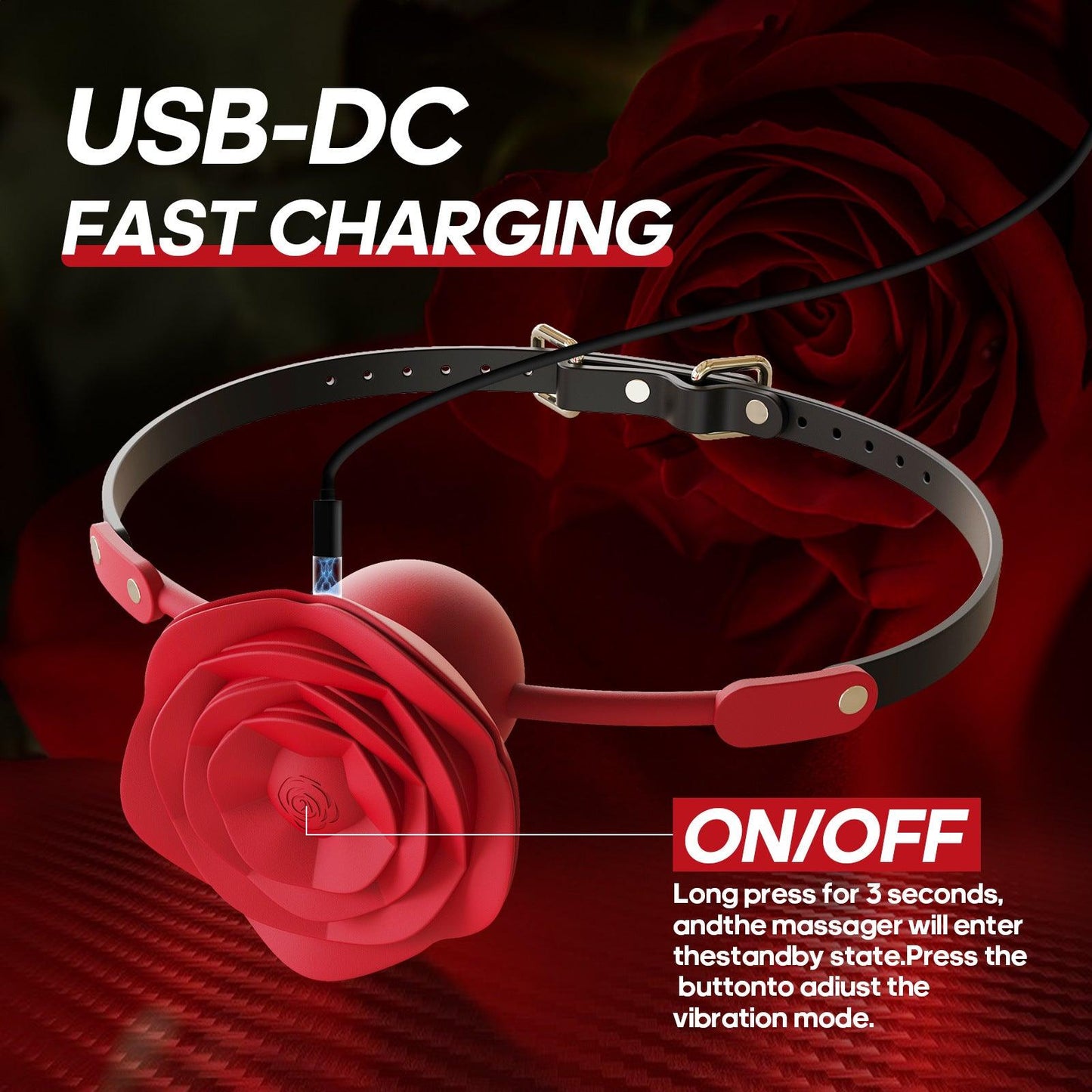 Sweet Surrender - Rose Ball Gag with Leash & Vibrating Nipple Clamps - propinkup