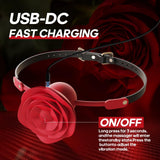 Sweet Surrender - Rose Ball Gag with Leash & Vibrating Nipple Clamps - propinkup