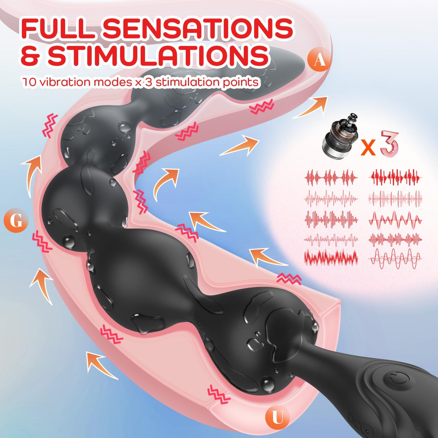 14.4 Inch Soft Liquid Silicone 10 Vibration Modes Anal Beads Anal Toy Anal Sex Toys