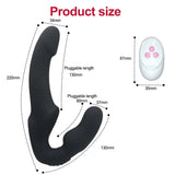 10 Frequency Vibration Remote Control Double End Strap on Dildo for Lesbian/Couple