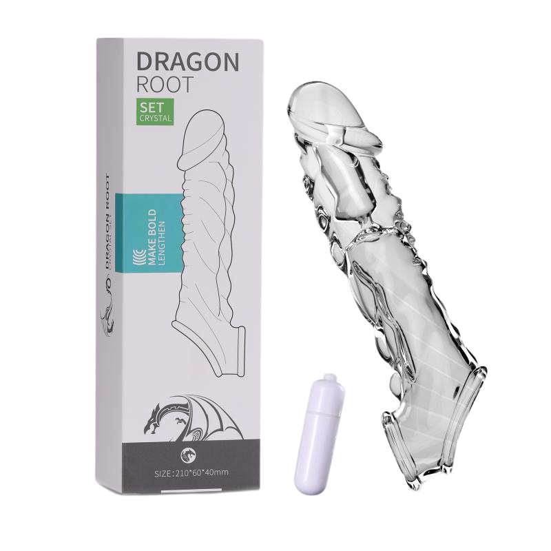 Cock Ring Extender Reusable Penis Sleeve with Vibrator