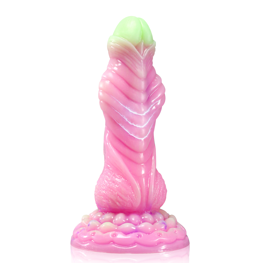 Fluorescent Silicone Monster Dildo Mixed Color Anal Plug with Strong Suction Cup