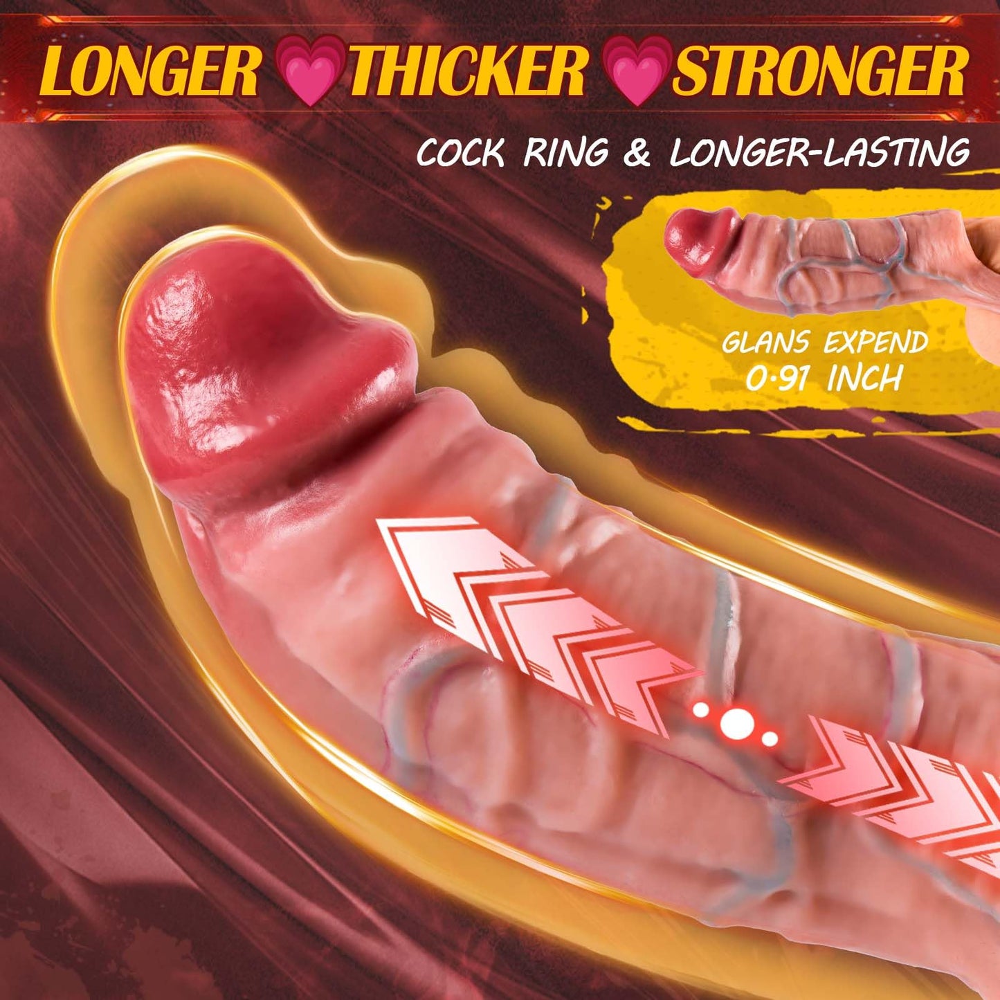 2.28'' Diameter Large Realistic Penis Sleeve Male Sex Toys Cock Ring Penis Extender Enlarger Penis Ring