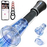 Male Masturbator Penis Pump - Transparent Visual Male Sex Toys for Men, APP Control Vibrating Spring & Power Suction with 2 Replaceable Sleeves & 6 Penis Rings