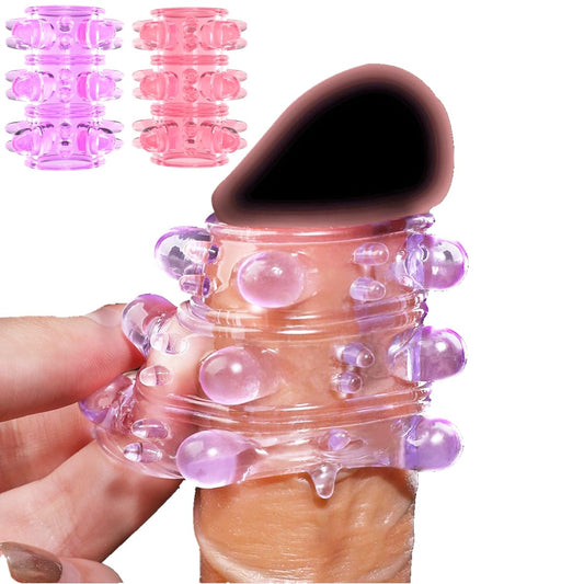 2 Pcs Penis Sleeve Girth Enhancer Sleeve With Large Particles for Men Erection Penis Enlarger,Cock Rings for Men