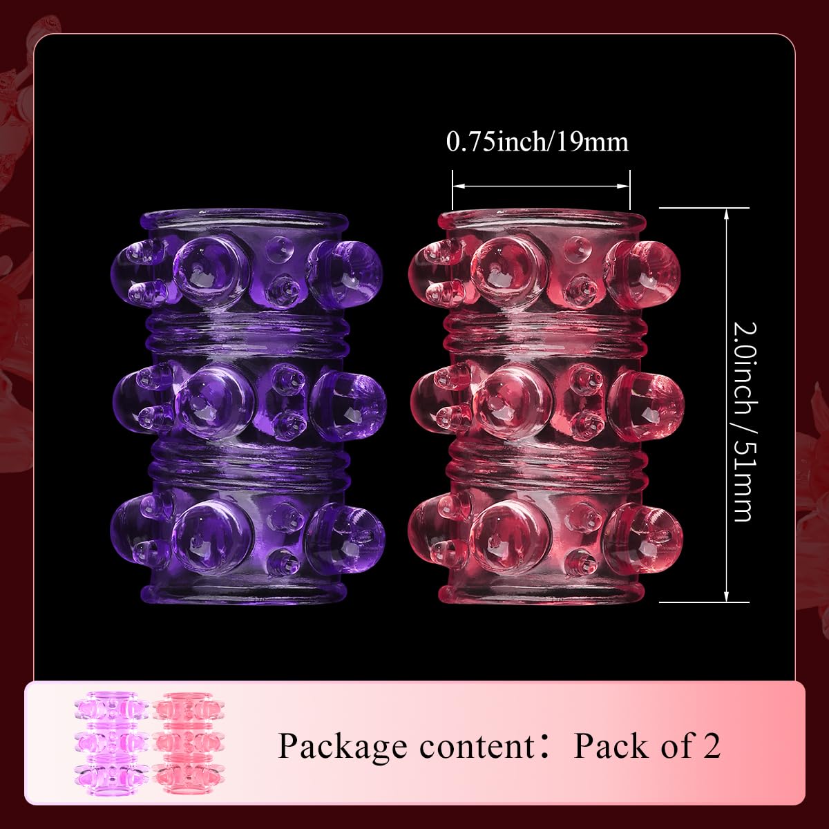 2 Pcs Penis Sleeve Girth Enhancer Sleeve With Large Particles for Men Erection Penis Enlarger,Cock Rings for Men