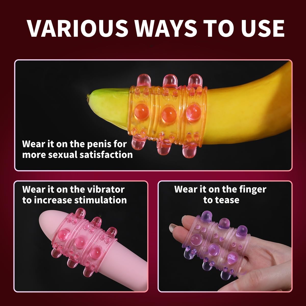 2 Pcs Penis Sleeve Girth Enhancer Sleeve With Large Particles for Men Erection Penis Enlarger,Cock Rings for Men