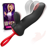 2 in 1 APP Control Nipple Anal Clitoral Stimulator Dildo with Dual Motors & 9 Vibrations G Spot Vibrator