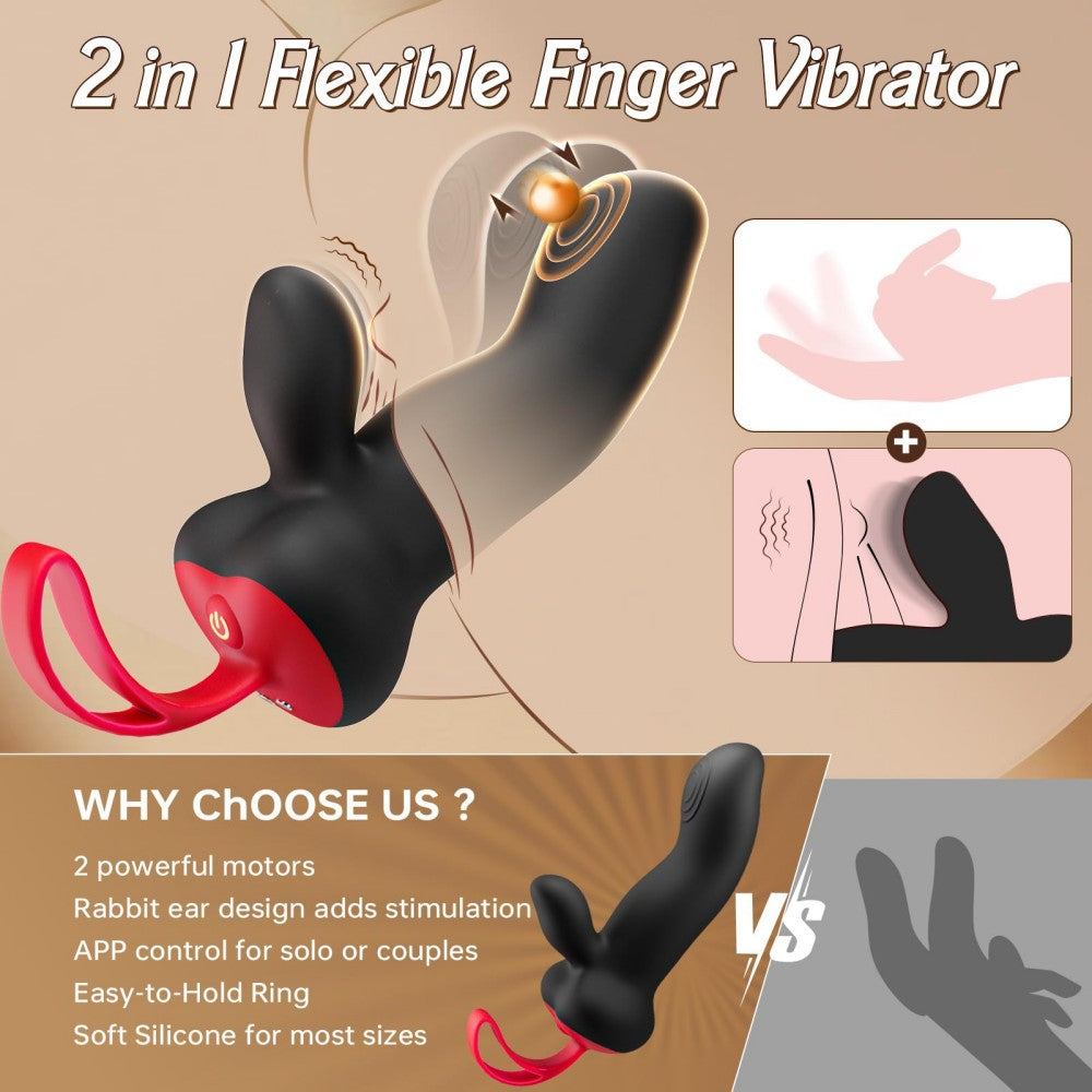 2 in 1 APP Control Nipple Anal Clitoral Stimulator Dildo with Dual Motors & 9 Vibrations G Spot Vibrator