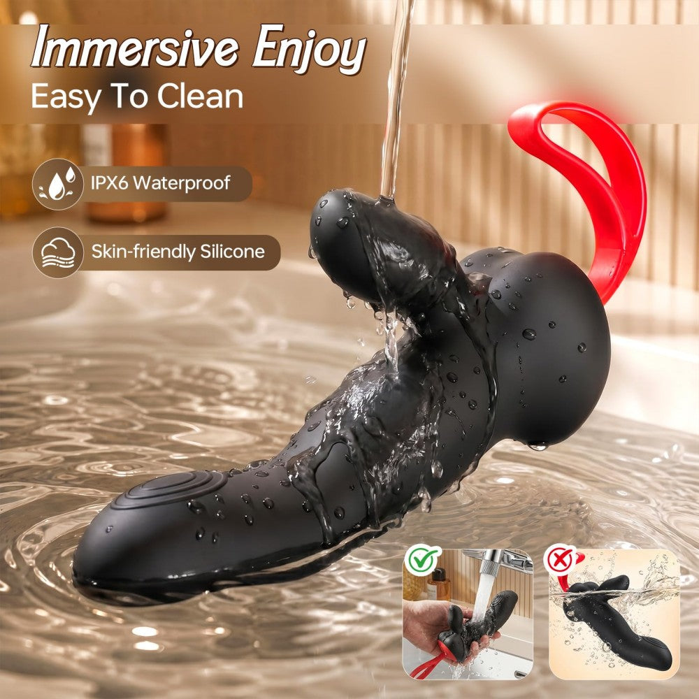 2 in 1 APP Control Nipple Anal Clitoral Stimulator Dildo with Dual Motors & 9 Vibrations G Spot Vibrator