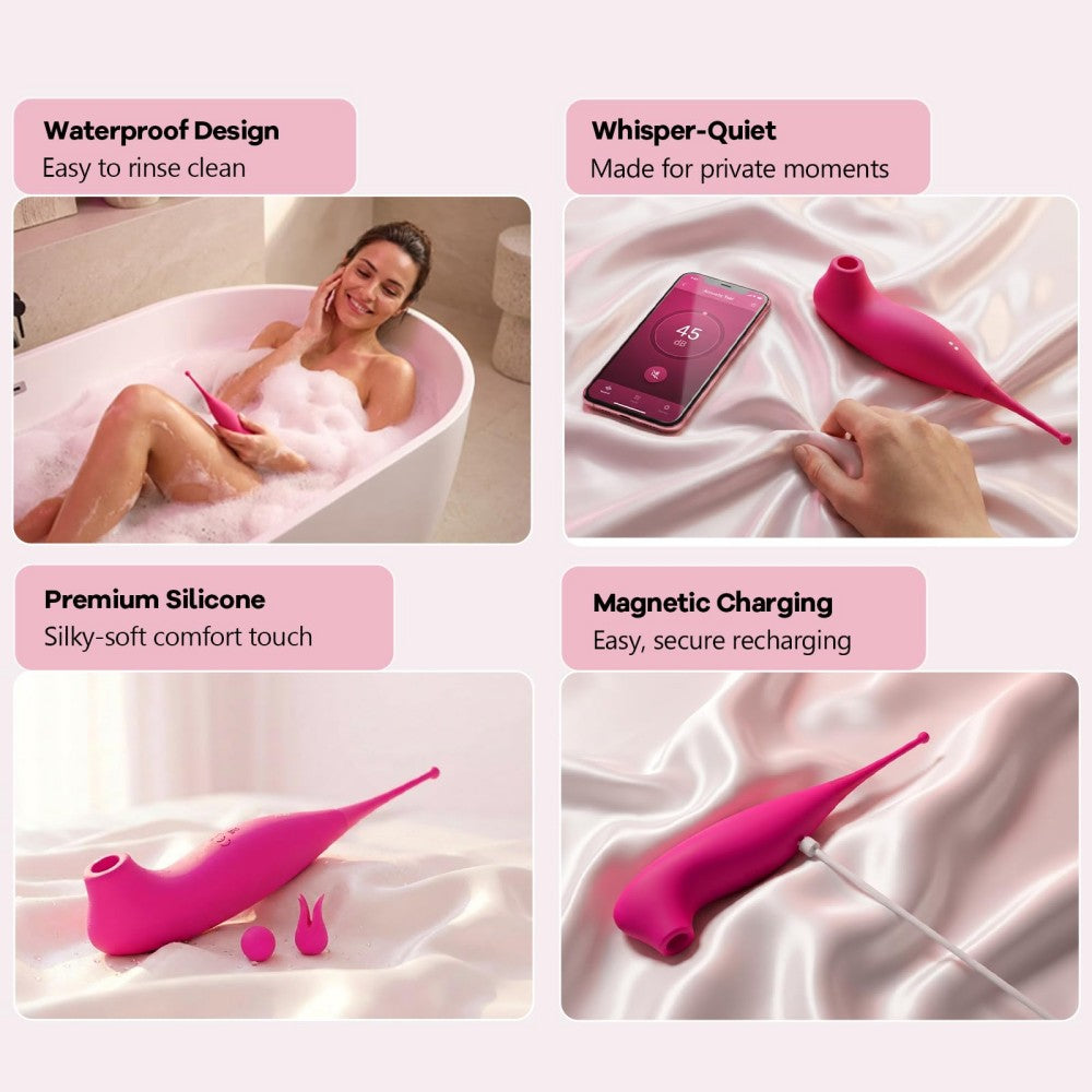 2 in 1 Clit Sucker High Frequency Clitoris G Spot Bullet Wand Vibrator APP Remote Control Sucking Vibrator