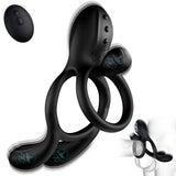 3-Motor Vibrating Cock Ring Sex Toys for Men & Women 10 Vibration Penis Ring with Perineum Clitoral Stimulator