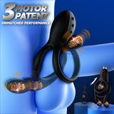 3-Motor Vibrating Cock Ring Sex Toys for Men & Women 10 Vibration Penis Ring with Perineum Clitoral Stimulator