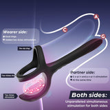 3-in-1 2 Motors 10 Vibrating Cock Ring with Anal Vibrator Butt Plug with Testicles Massager