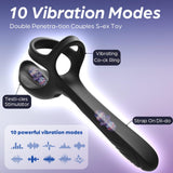 3-in-1 2 Motors 10 Vibrating Cock Ring with Anal Vibrator Butt Plug with Testicles Massager