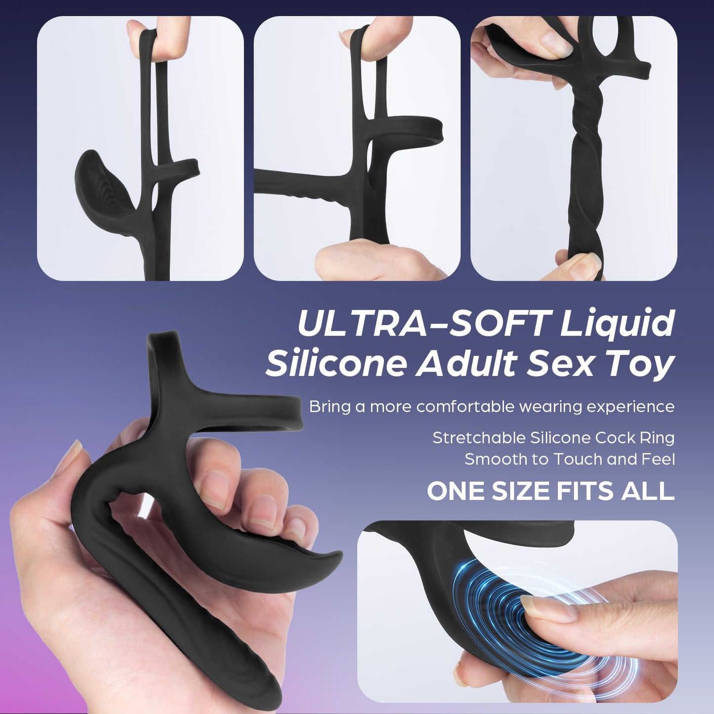 3-in-1 2 Motors 10 Vibrating Cock Ring with Anal Vibrator Butt Plug with Testicles Massager
