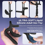 3-in-1 2 Motors 10 Vibrating Cock Ring with Anal Vibrator Butt Plug with Testicles Massager