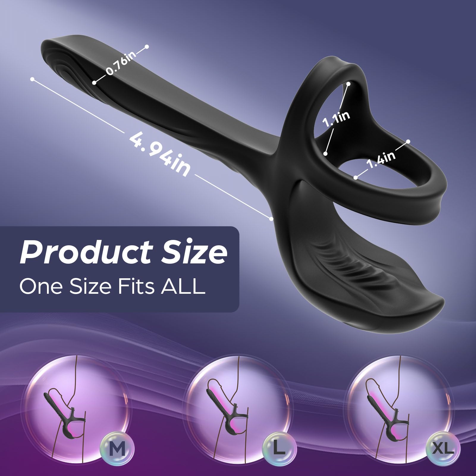 3-in-1 2 Motors 10 Vibrating Cock Ring with Anal Vibrator Butt Plug with Testicles Massager