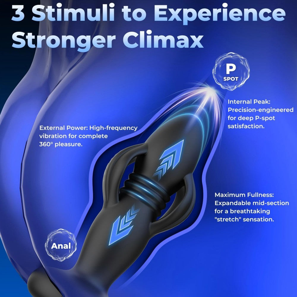 3-in-1 Telescopic & Expanding Anal Toy App Control Butt Plug Prostate Massager 9 Thrusting & Vibration Modes Anal Plug Vibrator
