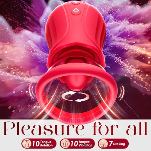 360° Rotation Tongue with 10 Licking & Vibrating Modes for Clitoral Nipple Removable Cup Couple & Solo Sex Games