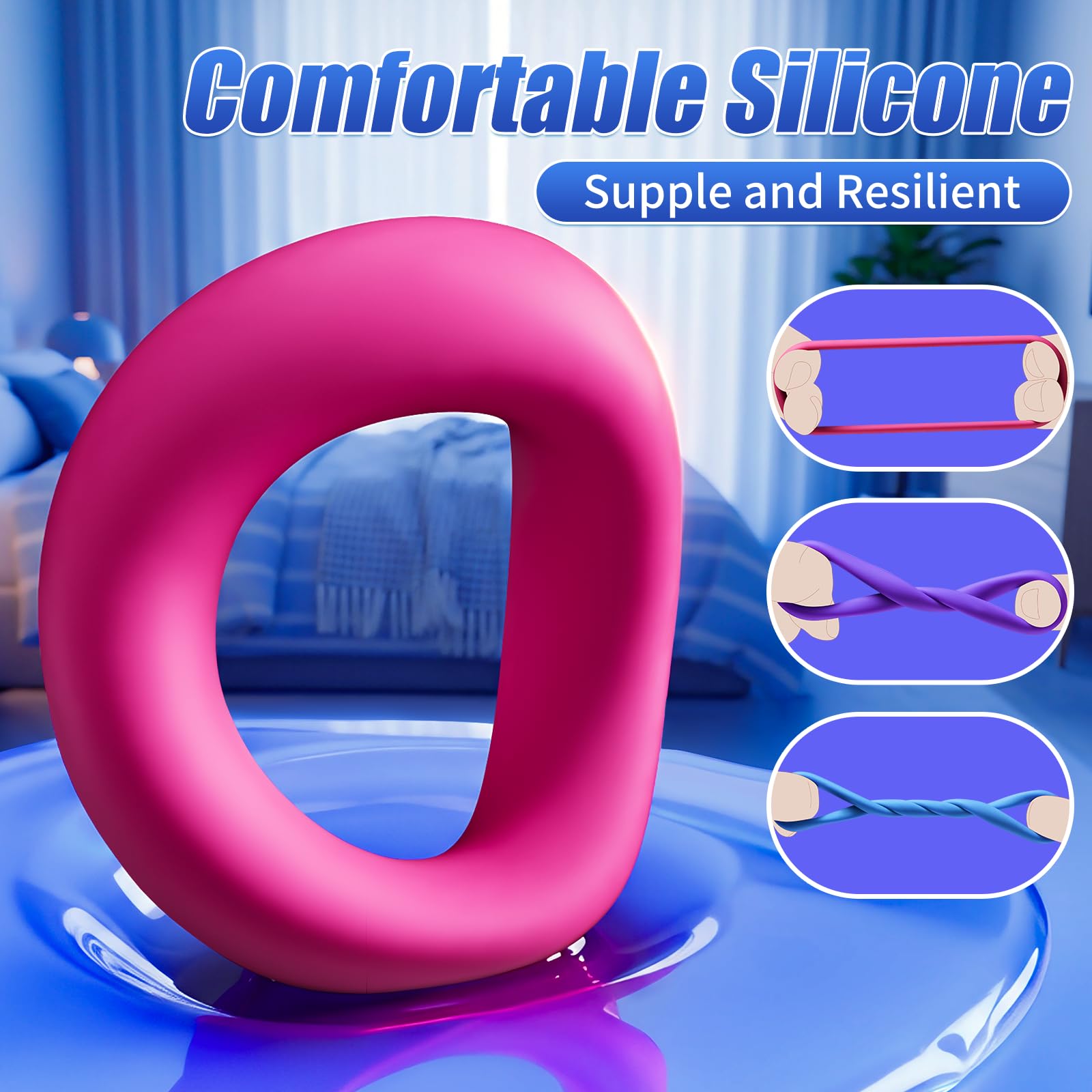 3 Colored 85kg Tension Silicone Cock Ring Set Couples Sex Toy with 3 Pcs Different Sizes Penis Ring for Erection Enhancing Long Lasting Stronger