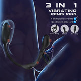 Vibrador anal con anillo de pene doble de estimulación 3 en 1 