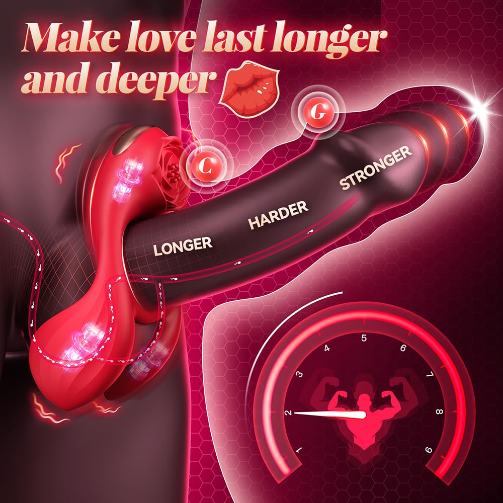 3 Motor & 7 Vibrations for Clitoral Testicle Dual Stimulation Penis Ring Couple Toy