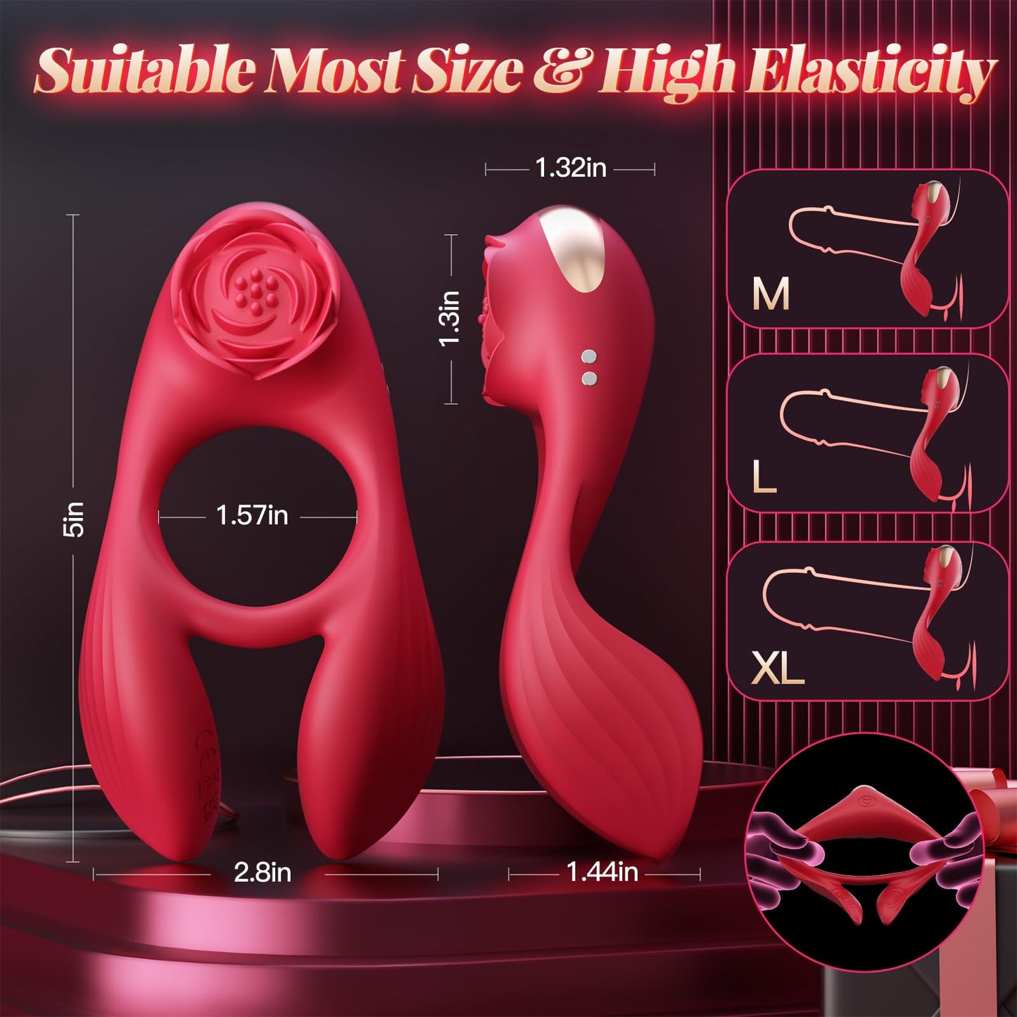 3 Motor & 7 Vibrations for Clitoral Testicle Dual Stimulation Penis Ring Couple Toy