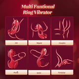 3 Motor & 7 Vibrations for Clitoral Testicle Dual Stimulation Penis Ring Couple Toy