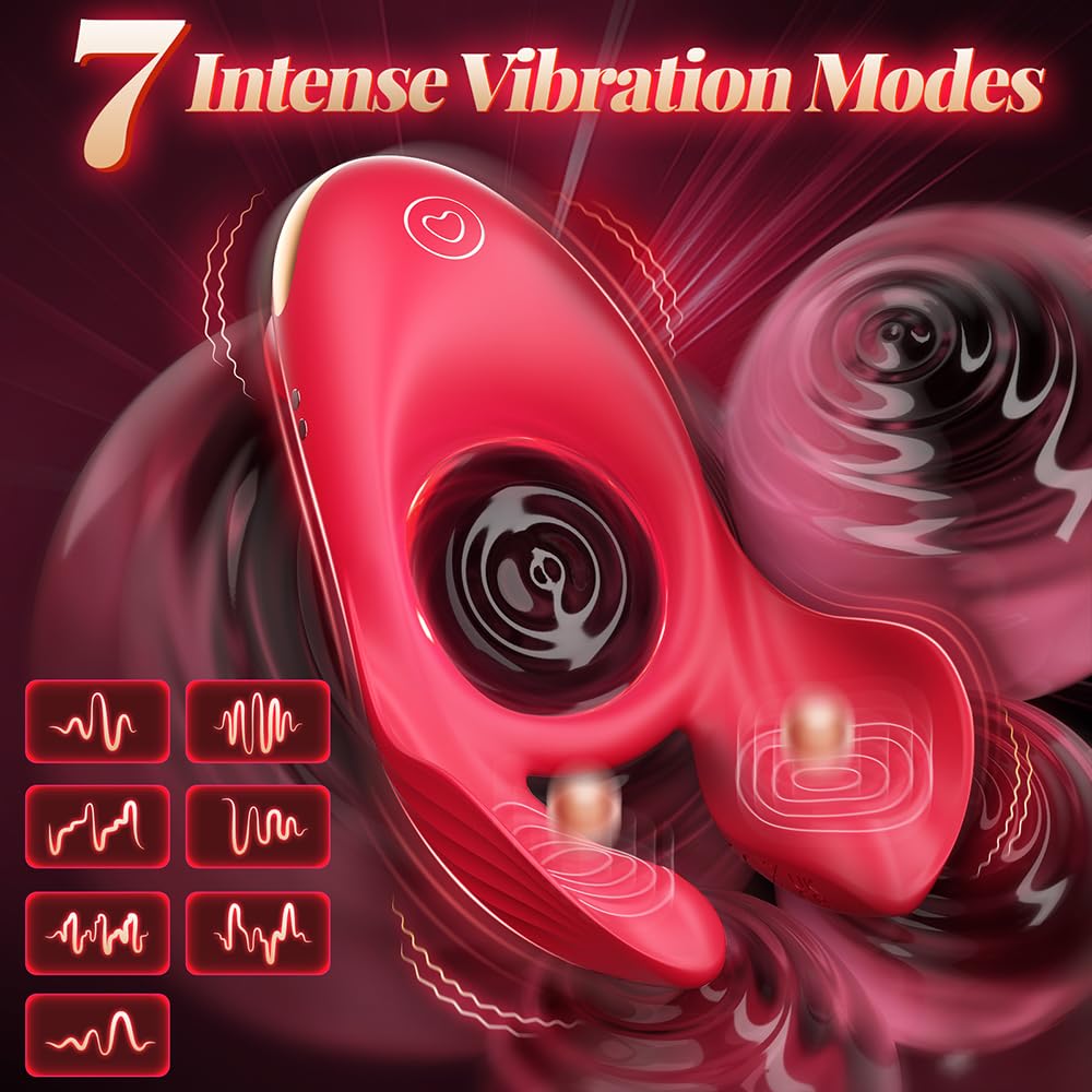 3 Motor & 7 Vibrations for Clitoral Testicle Dual Stimulation Penis Ring Couple Toy