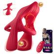 3 Motors 9 Modes Double-Ring App & Remote Control Lip-Shaped Cock Ring Couple Sex Toys for Penis