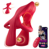 3 Motors 9 Modes Double-Ring App & Remote Control Lip-Shaped Cock Ring Couple Sex Toys for Penis
