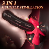 3 Motors 9 Modes Double-Ring App & Remote Control Lip-Shaped Cock Ring Couple Sex Toys for Penis
