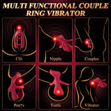 3 Motors 9 Modes Double-Ring App & Remote Control Lip-Shaped Cock Ring Couple Sex Toys for Penis
