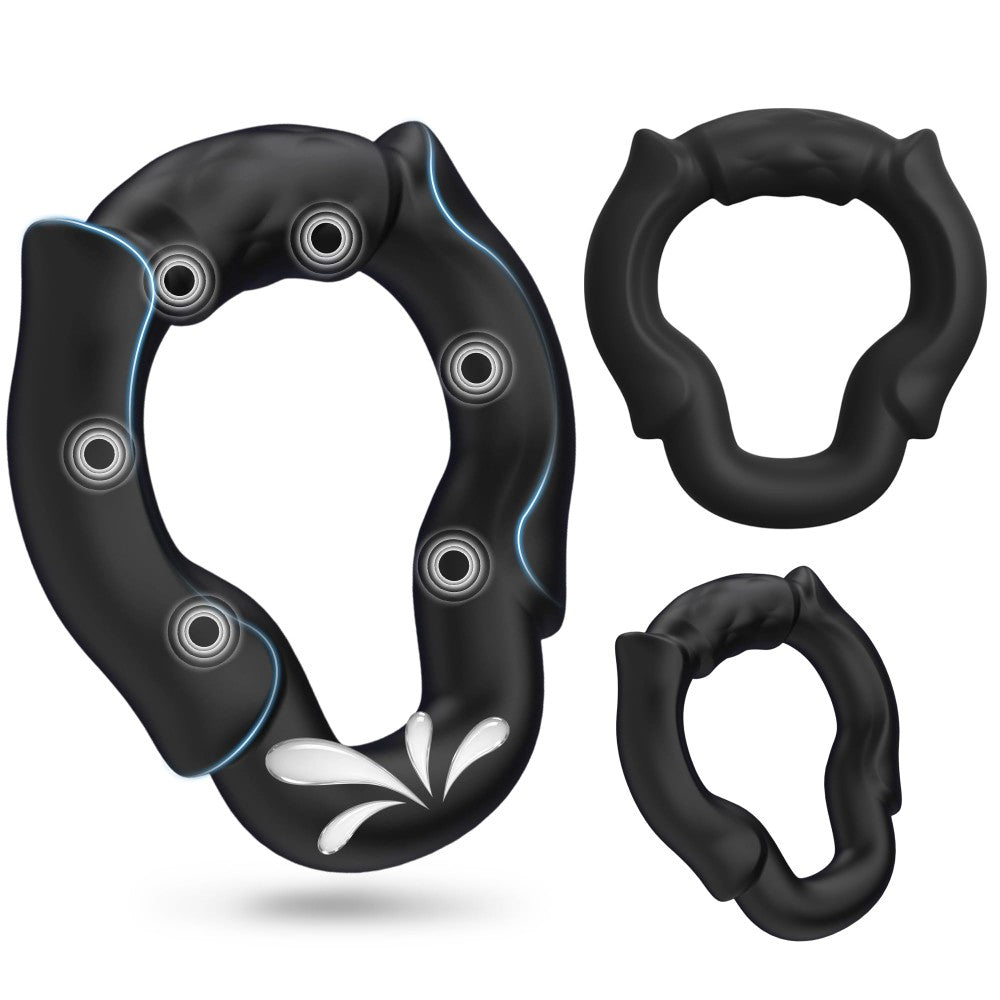 3 Size Silicone Penis Rings with 6-Point Pressure Support, No Blockage Design for Natural Ejaculation